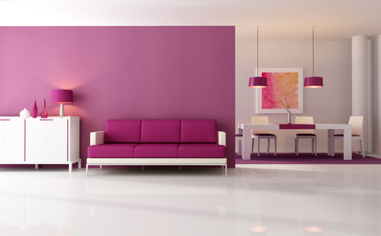fialová barva v interiéru