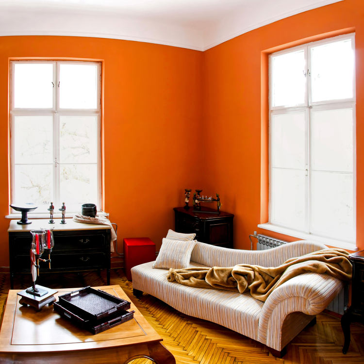 oranžová barva v interiéru